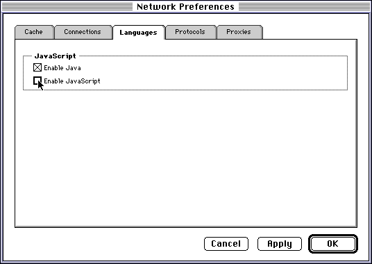 Enabling JavaScript on NS 3